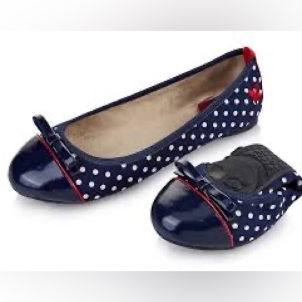 SZ 40 Butterfly Twists Cute Polka Dot Foldable Ballet Shoes